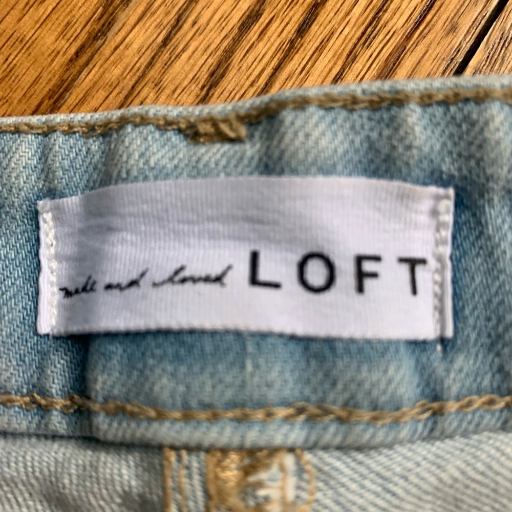 Loft Curvey High Waist Straight Cropped Jeans with Raw Hem Sz 6 - Picture 4 of 5